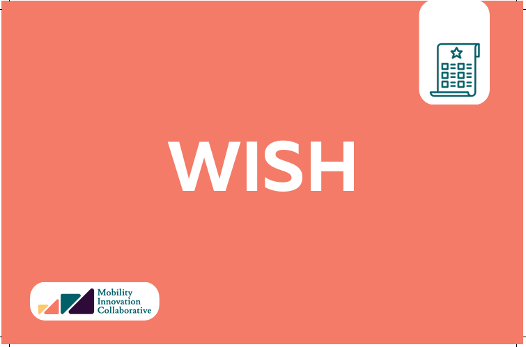 Orange card with the word "WISH" in the middle in white